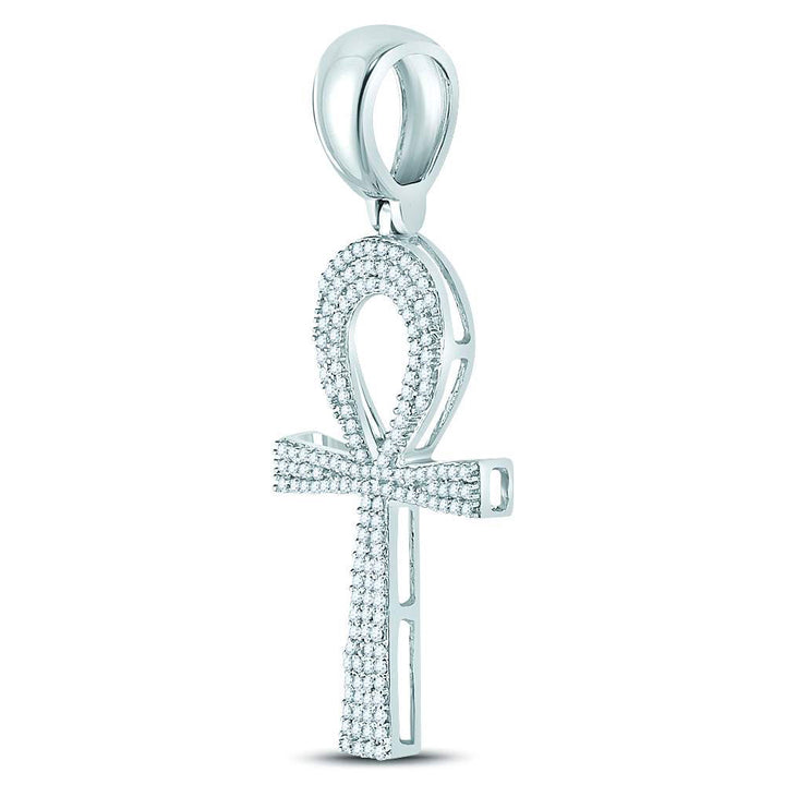 10kt White Gold Men's Diamond Cross Pendant 1/2 ctw - view 2
