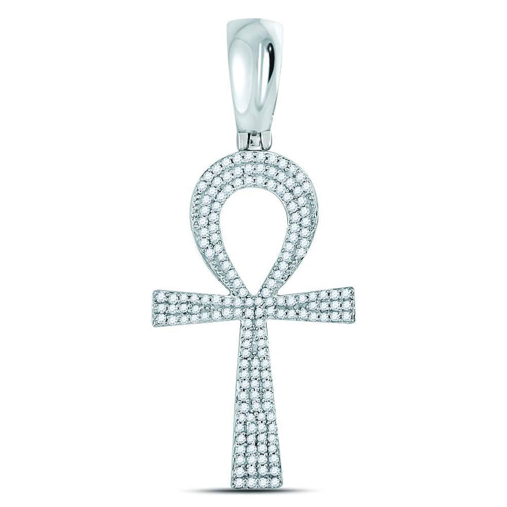 10kt White Gold Men's Diamond Cross Pendant 1/2 ctw - view 3