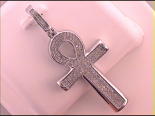 10kt White Gold Men's Diamond Cross Charm 1/3 ctw