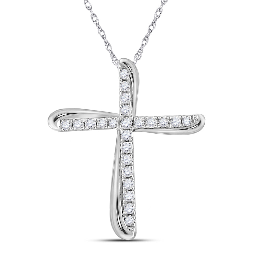 10kt Two-tone Gold Women's Diamond Pendant 1/8 ctw