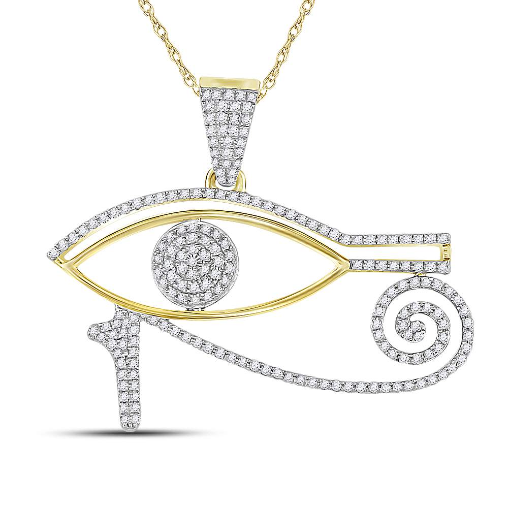 10kt Yellow Gold Men's Diamond Eye of Horus Charm Pendant 1/2 ctw