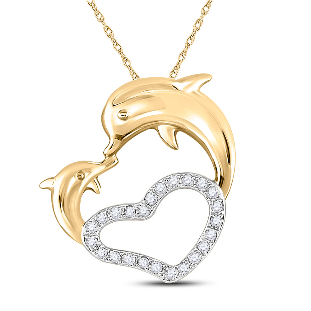 10kt Yellow Gold Women's Diamond Pendant 1/6 ctw