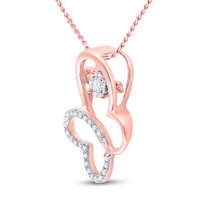 10kt Rose Gold Women's Diamond Pendant 1/10 ctw