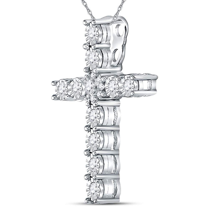 14kt White Gold Women's Diamond Religious Cross Pendant 3/8 ctw