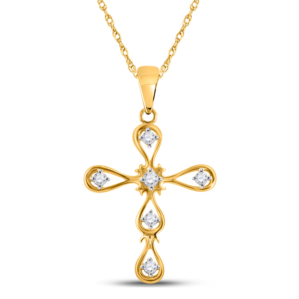 10kt Yellow Gold Women's Diamond Pendant 1/10 ctw - view 2