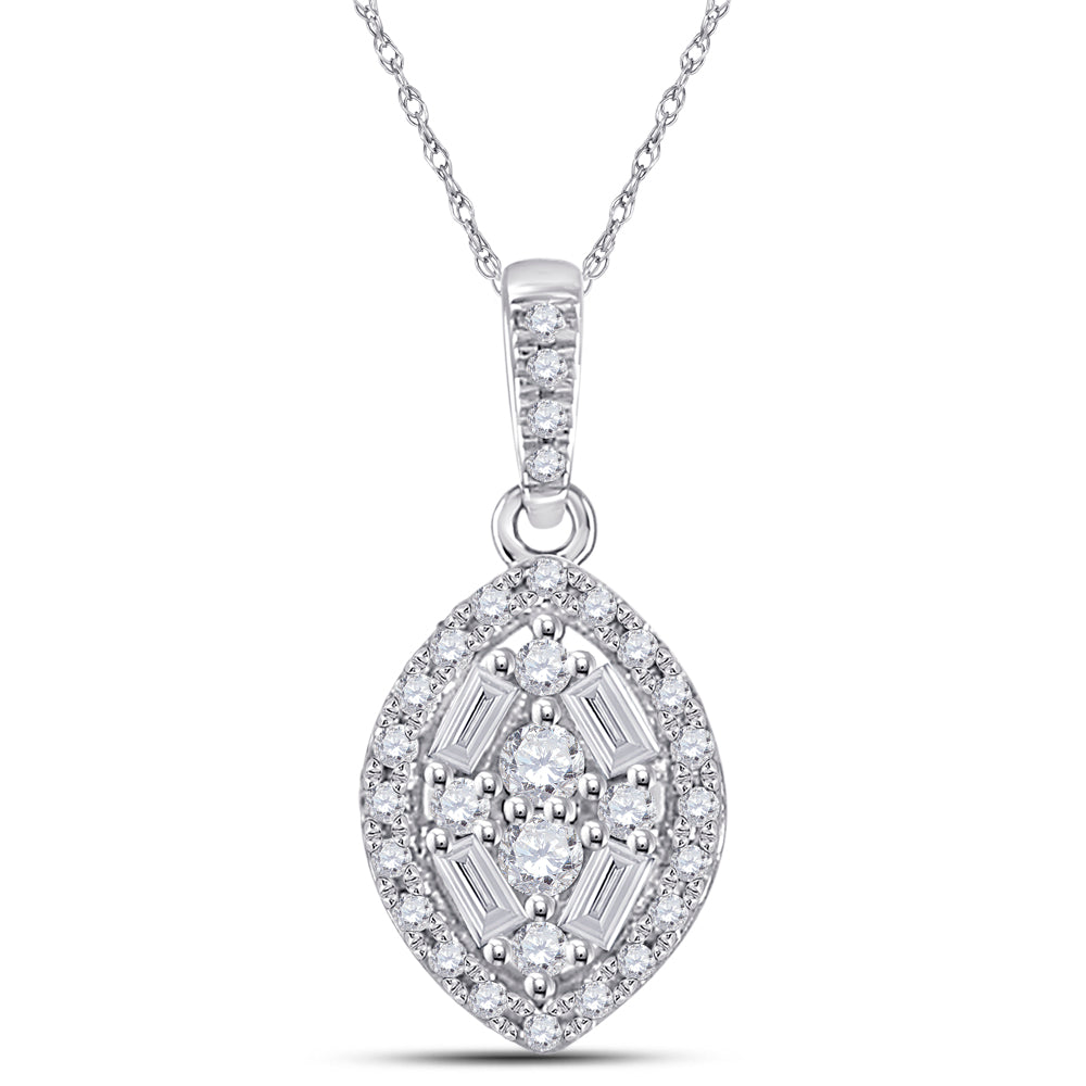 14kt White Gold Women's Diamond Cluster Marquise Pendant 1/5 ctw - view 2