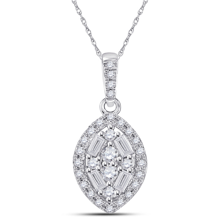 14kt White Gold Women's Diamond Cluster Marquise Pendant 1/5 ctw - view 2