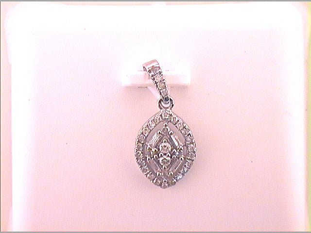 10kt White Gold Women's Diamond Pendant 1/5 ctw