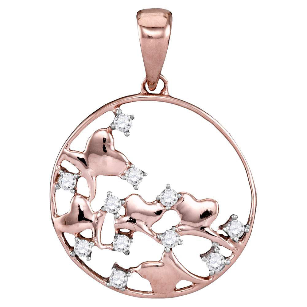 14kt Rose Gold Women's Round Diamond Circle Pendant 1/10 ctw