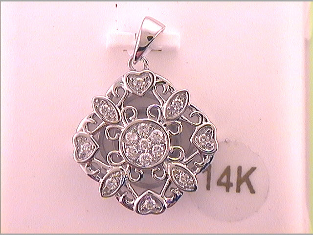 14kt White Gold Women's Diamond Pendant 1/4 ctw