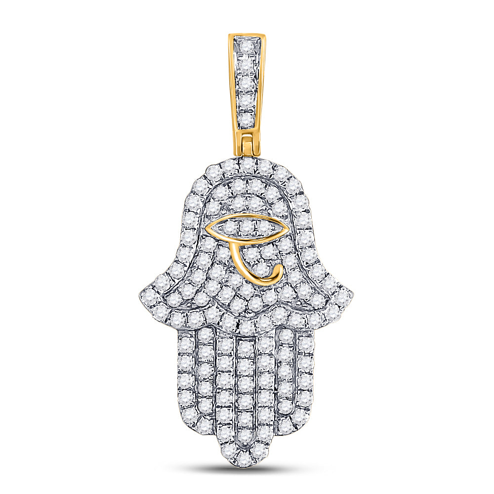 10kt Yellow Gold Men's Diamond Micro-Pave Charm 1-1/4 ctw