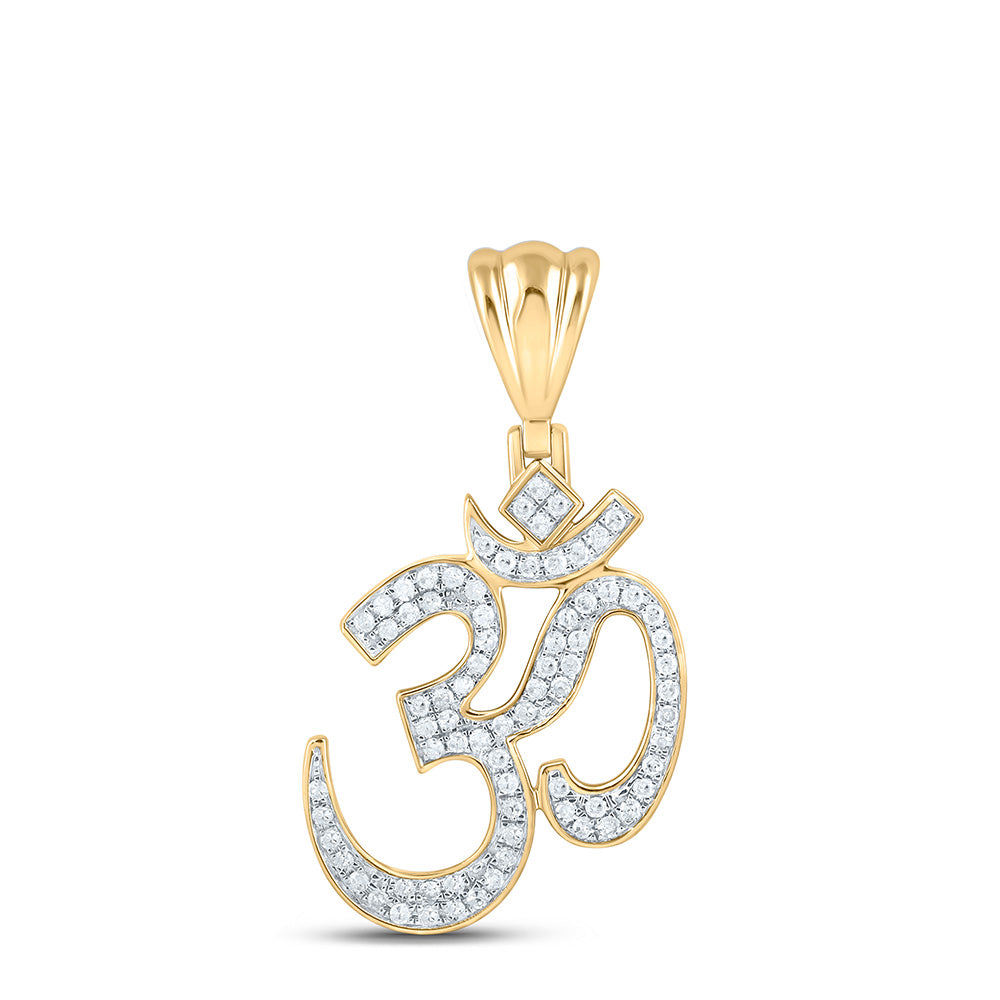 10kt Yellow Gold Men's Diamond Pendant 1/2 ctw