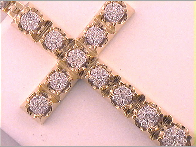 10kt Yellow Gold Men's Diamond Micro-Pave Cross Pendant 1-1/2 ctw