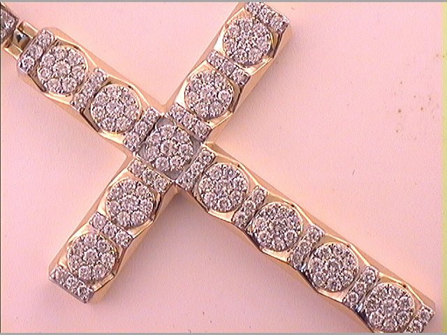 14kt Yellow Gold Men's Diamond Cross Charm 2-1/2 ctw - view 2