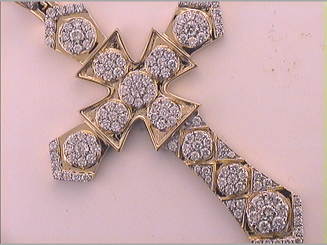 14kt Yellow Gold Men's Diamond Cross Charm 2-1/2 ctw