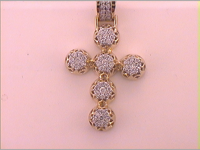 14kt Yellow Gold Men's Diamond Cross Charm 3/4 ctw