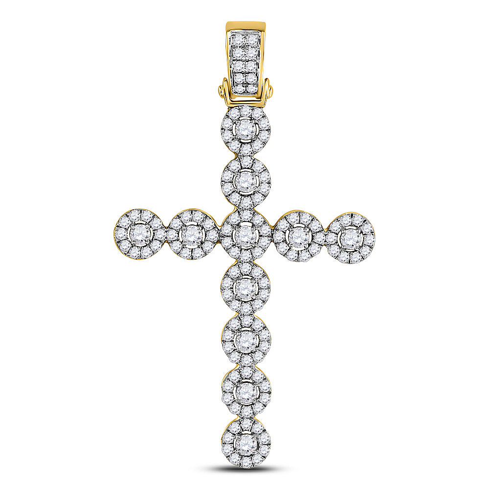 14kt Yellow Gold Men's Diamond Cross Charm 2 ctw - view 2