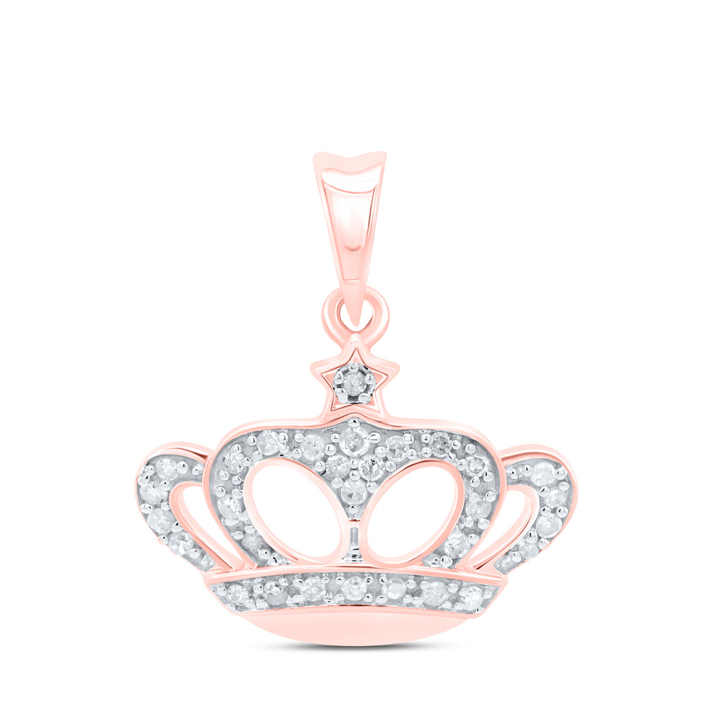 10kt Rose Gold Women's Diamond Crown Fashion Pendant 1/8 ctw - view 2