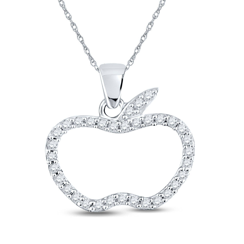 10kt White Gold Women's Diamond Pendant 1/6 ctw