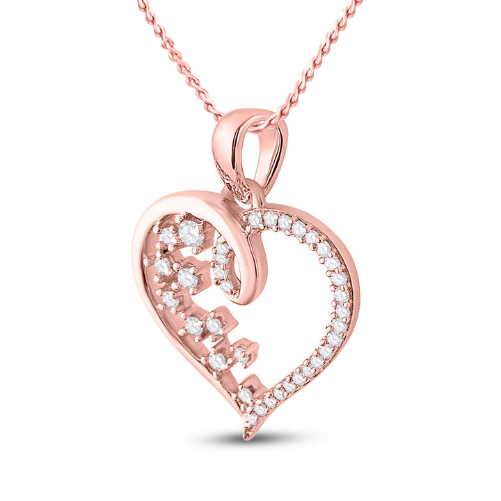 10kt Rose Gold Women's Diamond Heart Pendant 1/8 ctw