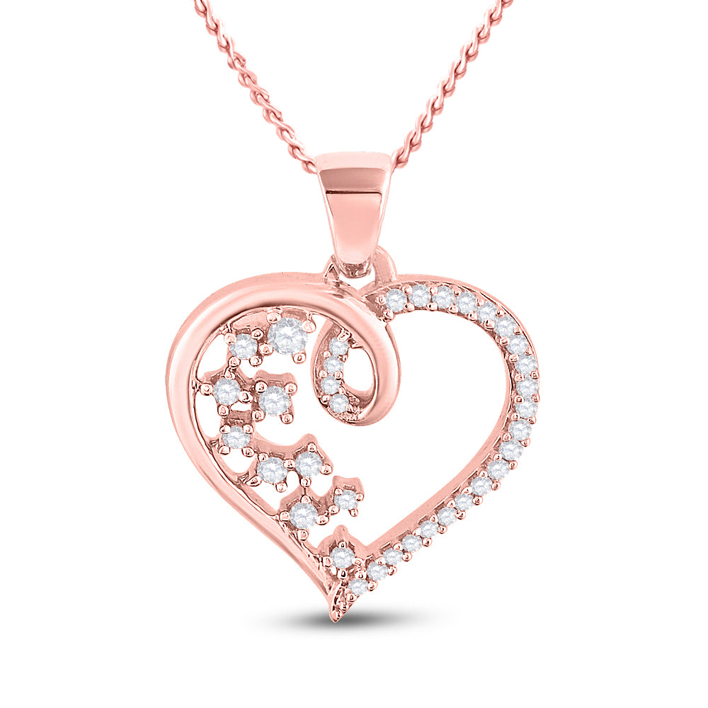 10kt Rose Gold Women's Diamond Heart Pendant 1/8 ctw - view 2