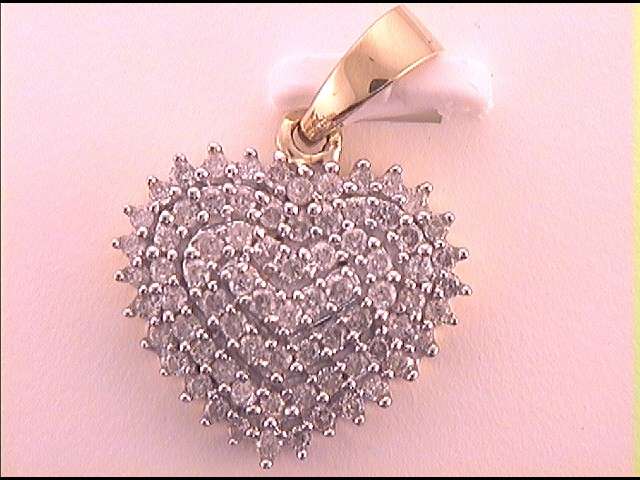 10kt Yellow Gold Women's Diamond Heart Pendant 1/2 ctw