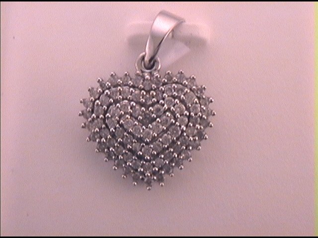 10kt White Gold Women's Diamond Cluster Heart Pendant 1/2 ctw