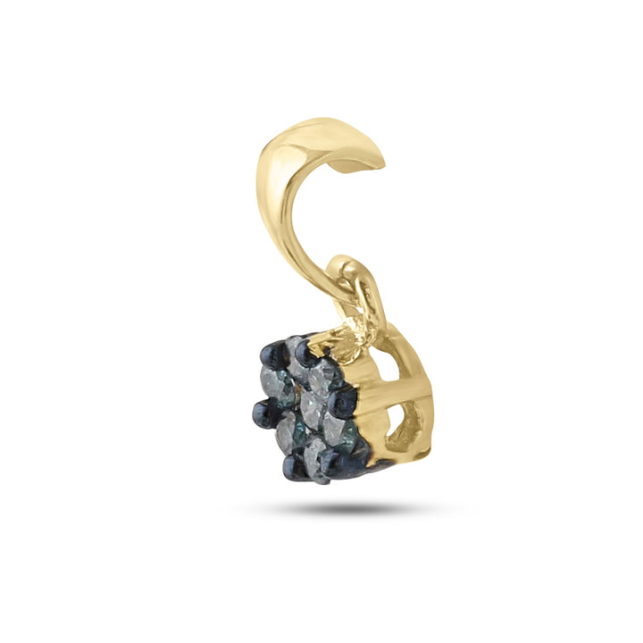 10kt Yellow Gold Women's Blue Color Enhanced Diamond Hexagon Cluster Cluster Pendant 1/10 ctw