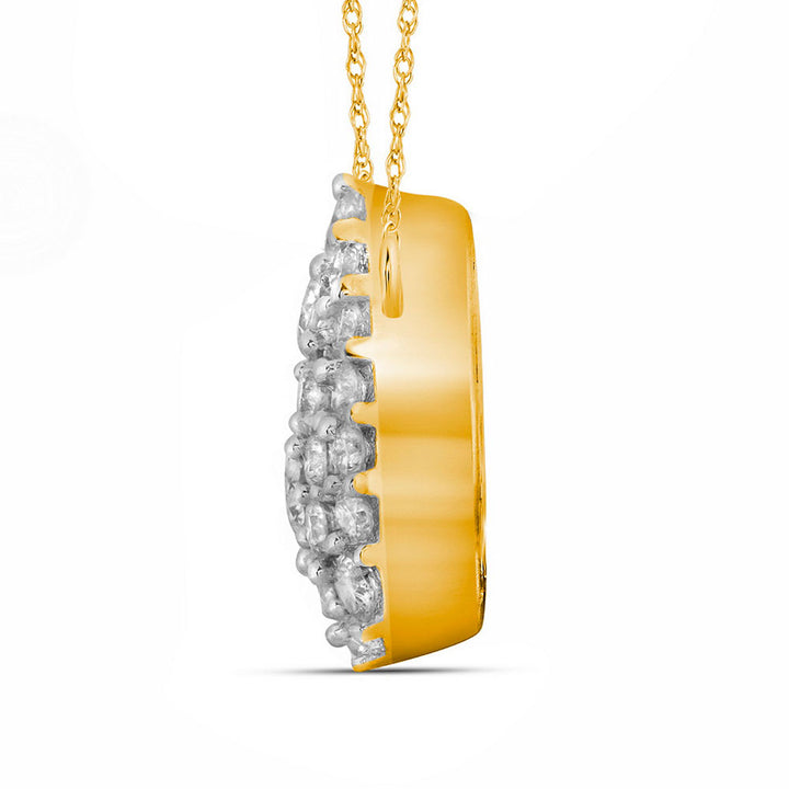 10kt Yellow Gold Women's Diamond Cluster Pendant Necklace 1/2 ctw