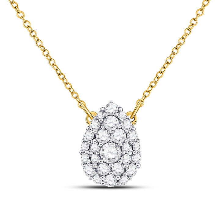 10kt Yellow Gold Women's Diamond Cluster Pendant Necklace 1/2 ctw - view 2