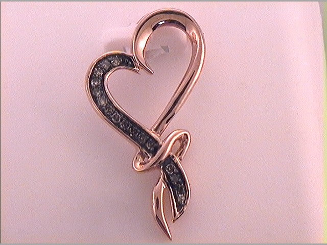 10kt Rose Gold Women's Brown Diamond Heart Pendant 1/10 ctw