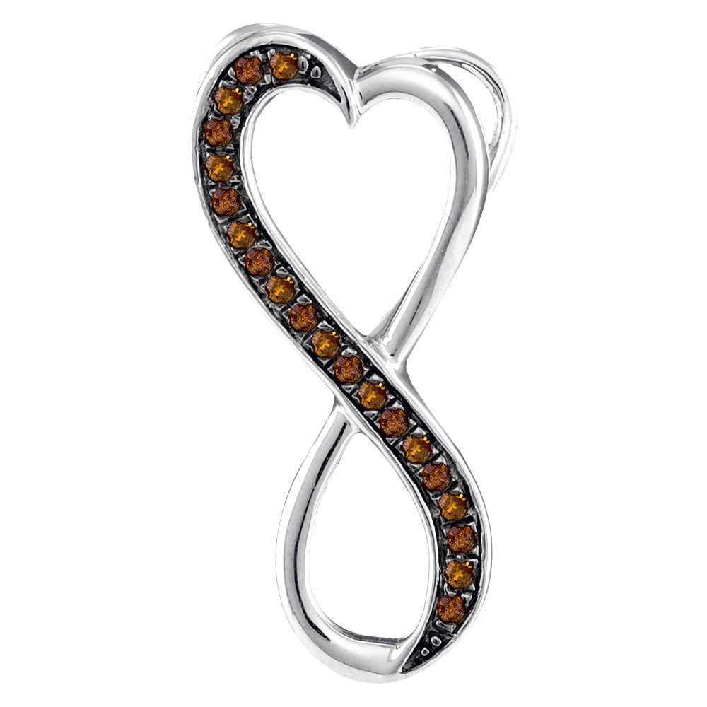10kt White Gold Women's Brown Diamond Heart Infinity Pendant 1/10 ctw
