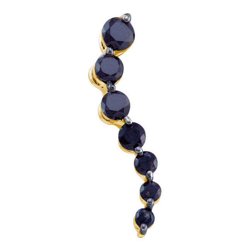 10kt Yellow Gold Women's Color Enhanced Black Diamond Journey Fashion Pendant 1/4 ctw