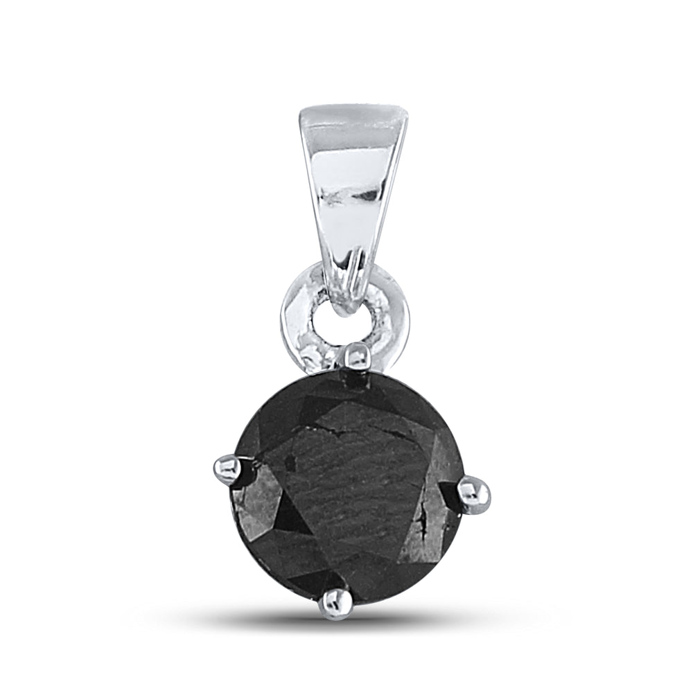 10kt White Gold Women's Color Enhanced Black Diamond Solitaire Fashion Pendant 1 ctw - view 2