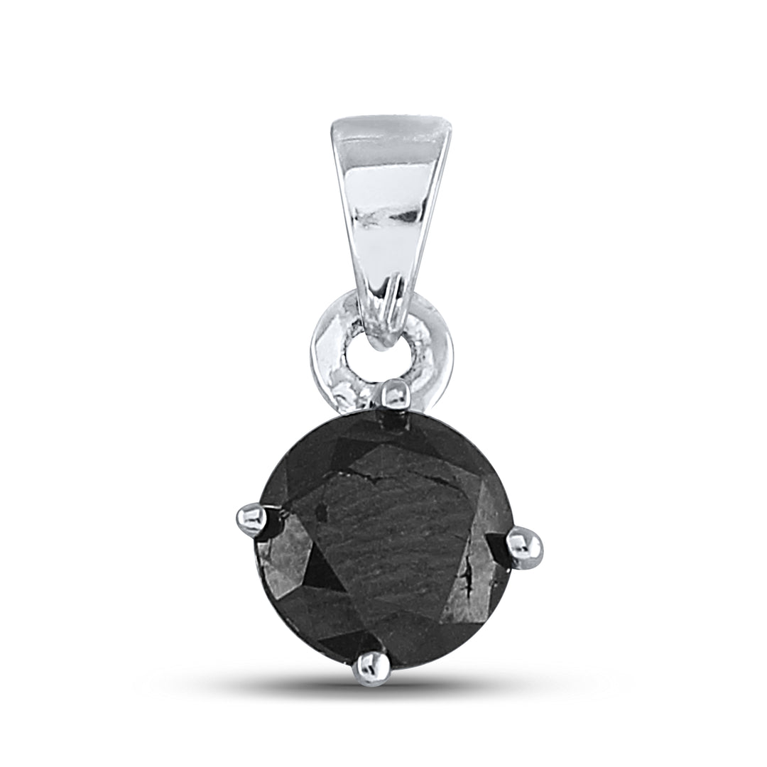 10kt White Gold Women's Color Enhanced Black Diamond Solitaire Fashion Pendant 1 ctw - view 2