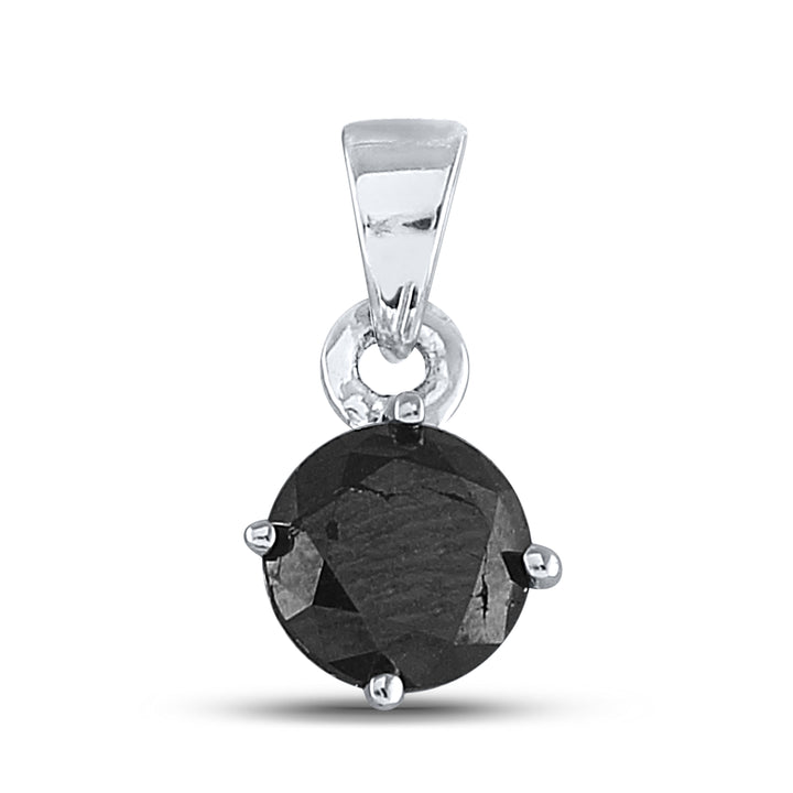 10kt White Gold Women's Color Enhanced Black Diamond Solitaire Fashion Pendant 1 ctw - view 2