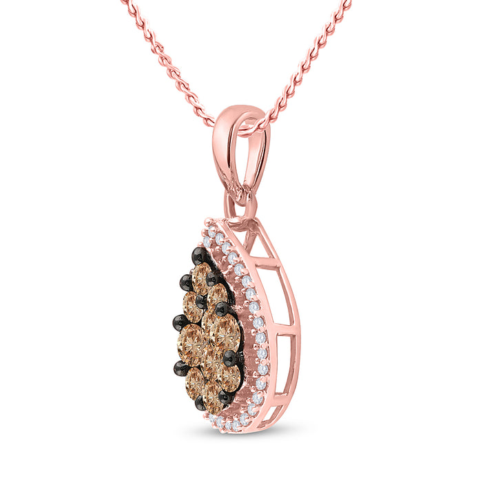 10kt Rose Gold Women's Brown Diamond Micro-Pave Pendant 3/4 ctw
