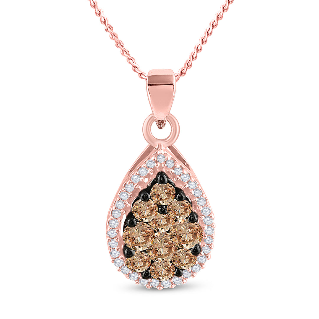 10kt Rose Gold Women's Brown Diamond Micro-Pave Pendant 3/4 ctw - view 2