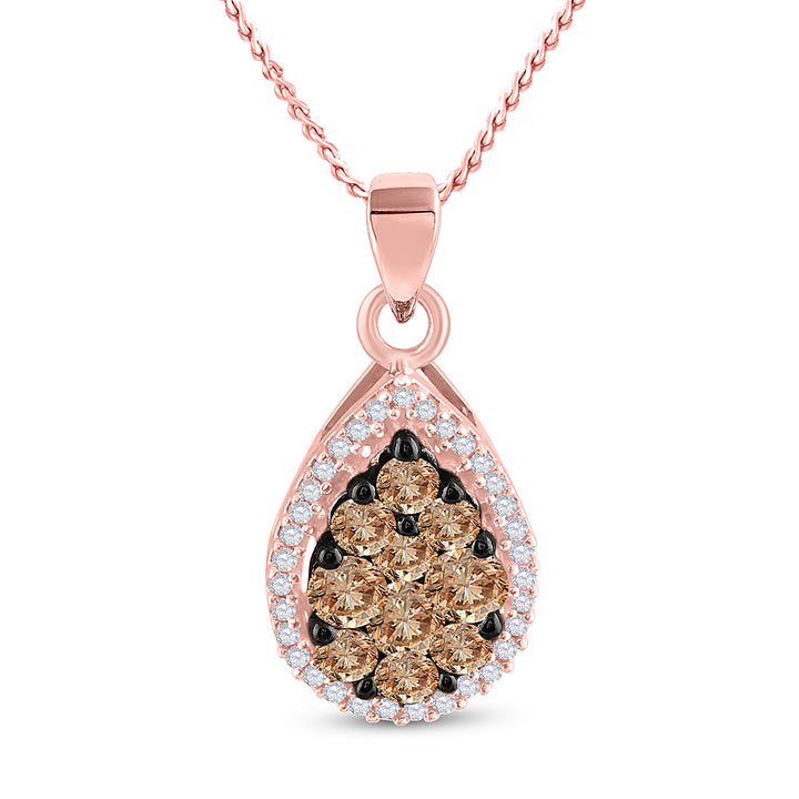 10kt Rose Gold Women's Brown Diamond Micro-Pave Pendant 3/4 ctw - view 2