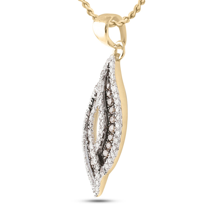 10kt Yellow Gold Women's Brown Diamond Oval Frame Pendant 1/3 ctw