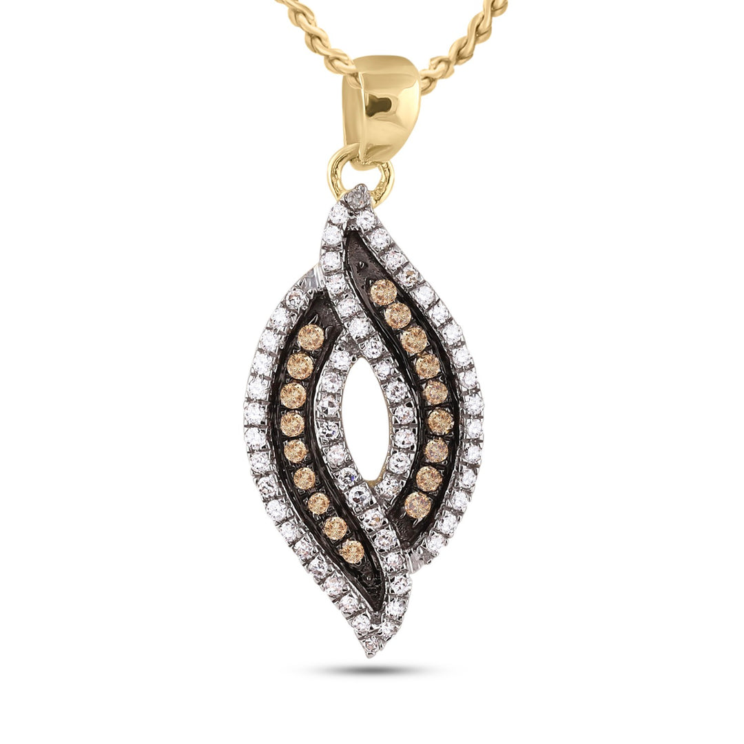10kt Yellow Gold Women's Brown Diamond Oval Frame Pendant 1/3 ctw - view 2