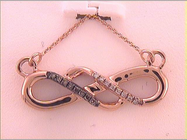10kt Rose Gold Women's Diamond Infinity Pendant Necklace 1/20 ctw