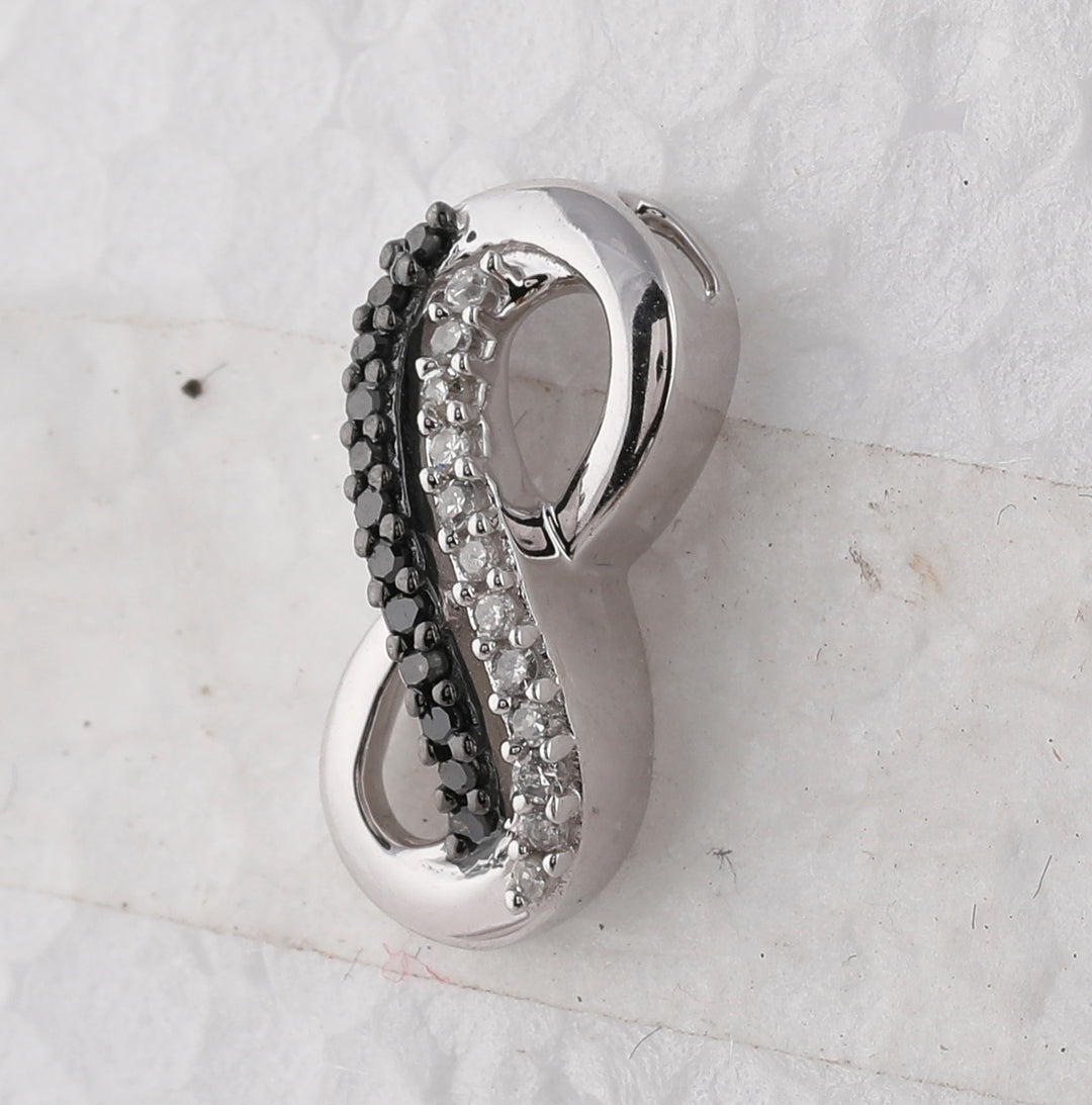 10kt White Gold Women's Black Color Enhanced Diamond Infinity Pendant 1/10 ctw