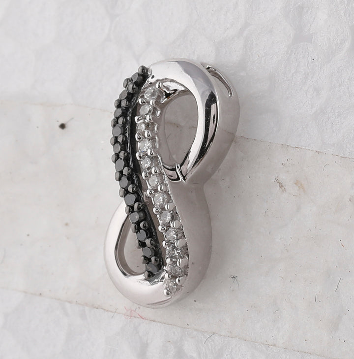 10kt White Gold Women's Black Color Enhanced Diamond Infinity Pendant 1/10 ctw