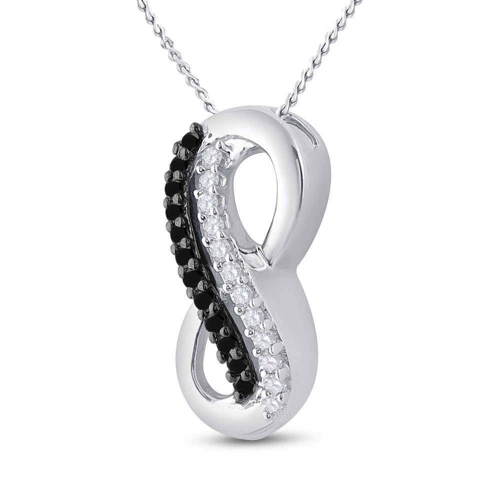10kt White Gold Women's Black Color Enhanced Diamond Infinity Pendant 1/10 ctw - view 2