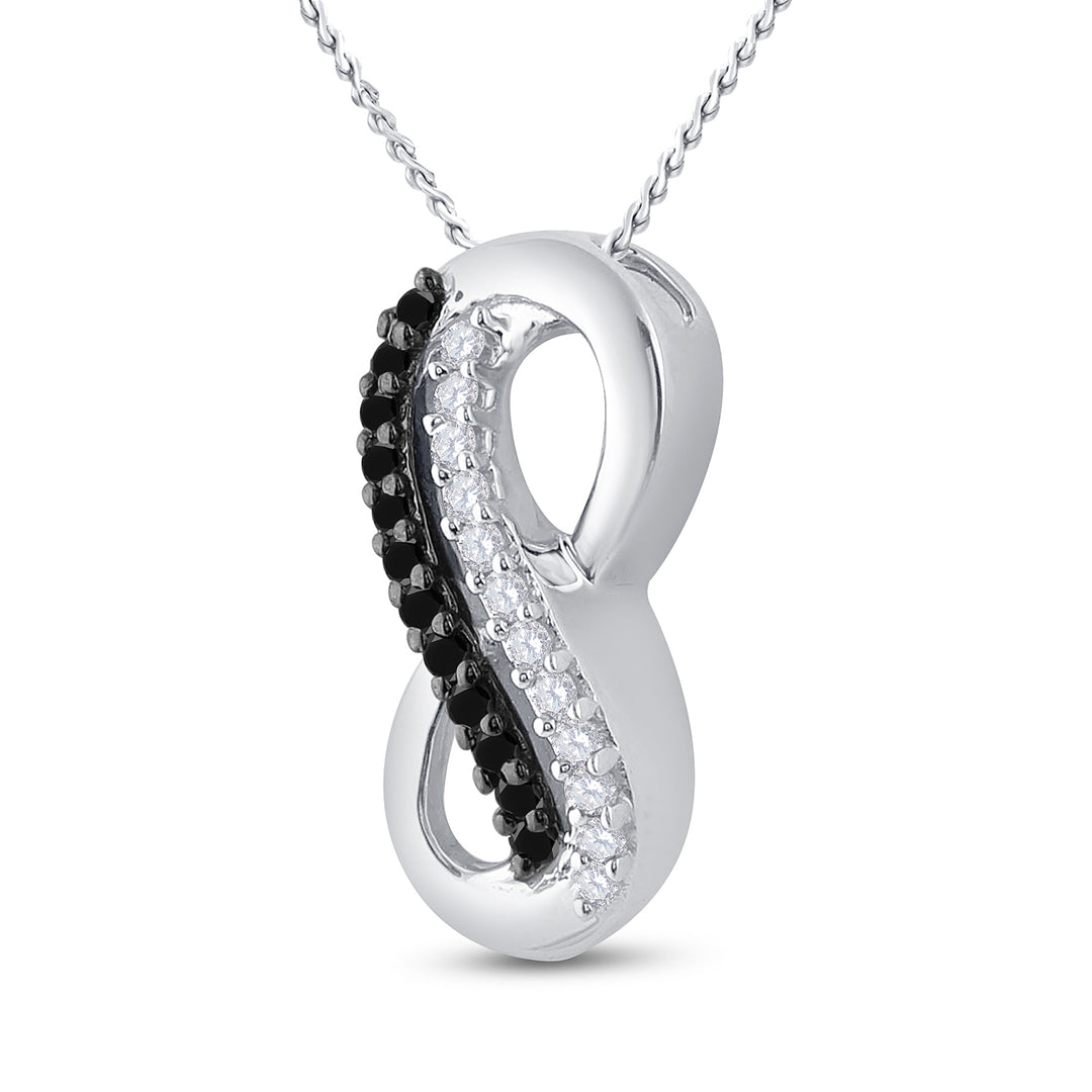 10kt White Gold Women's Black Color Enhanced Diamond Infinity Pendant 1/10 ctw - view 2
