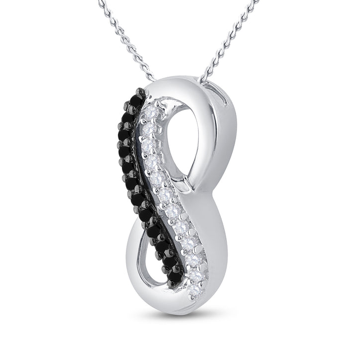10kt White Gold Women's Black Color Enhanced Diamond Infinity Pendant 1/10 ctw - view 2