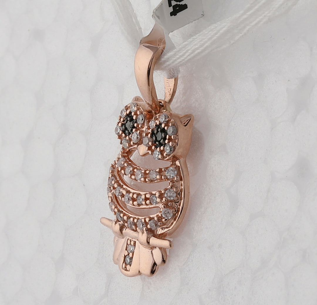 10kt Rose Gold Women's Colored Black Diamond Pendant 1/6 ctw