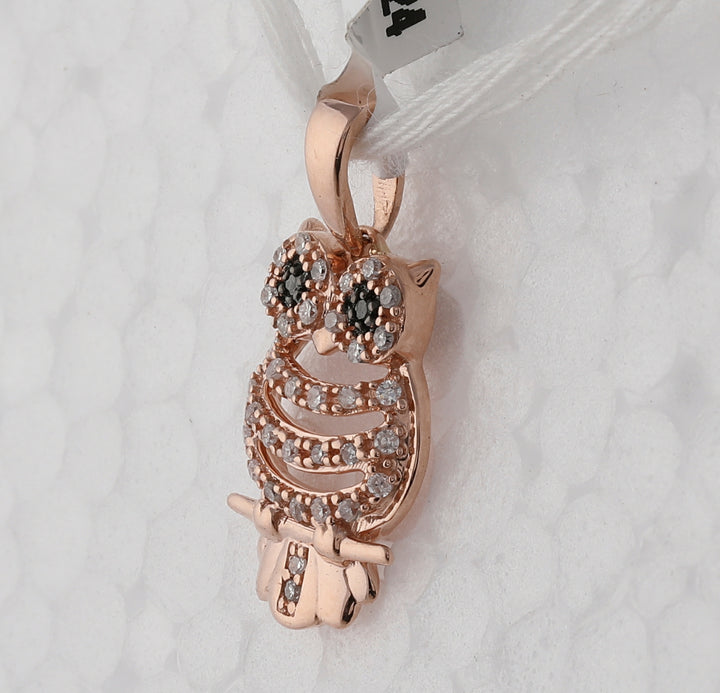 10kt Rose Gold Women's Colored Black Diamond Pendant 1/6 ctw