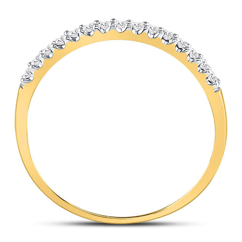 14k Yellow Gold Round Diamond Womens Slender Stackable Size 8 Wedding Band 1/6 Cttw
